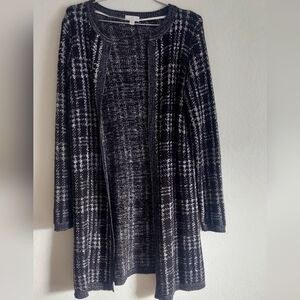 C Apparel Women's Medium Black and White Long Open Cardigan